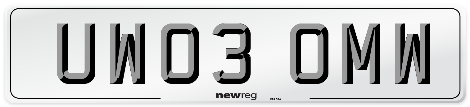 UW03 OMW Number Plate from New Reg
